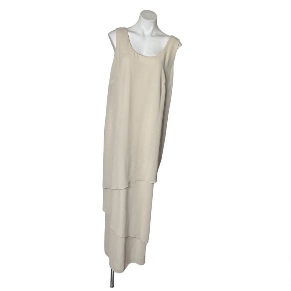 PATRA Woman Gown Evening Dress Taupe Full Length Maxi Sleeveless Size 16 VINTAGE